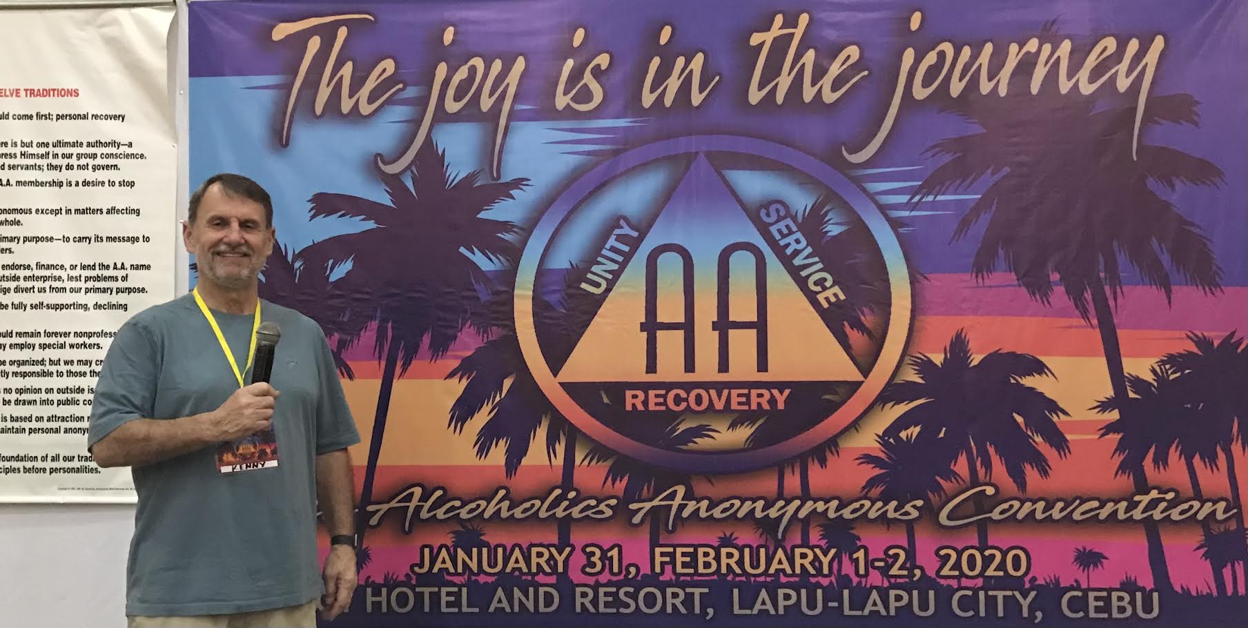 A poster of aa recovery and the words " the joy is in the journey ".