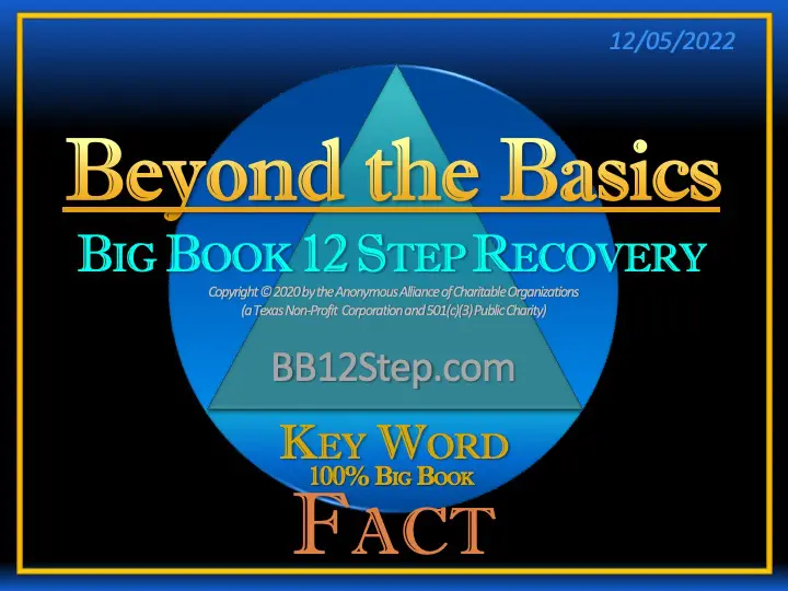 A picture of the big book 1 2 step recovery.